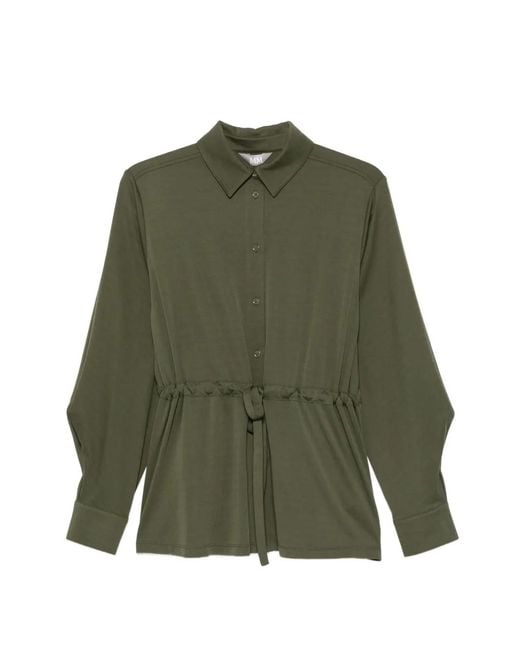 Max Mara Green Drawstring-Waist Button-Up Shirt