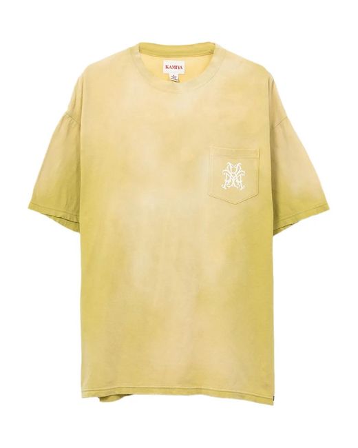 KAMIYA Yellow Rose-Embellished Pocket T-Shirt for men
