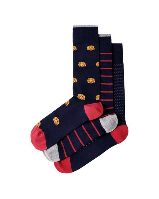 Hackett Blue Lot De Trois Paires De Chaussettes À Imprimé Harry Harry for men