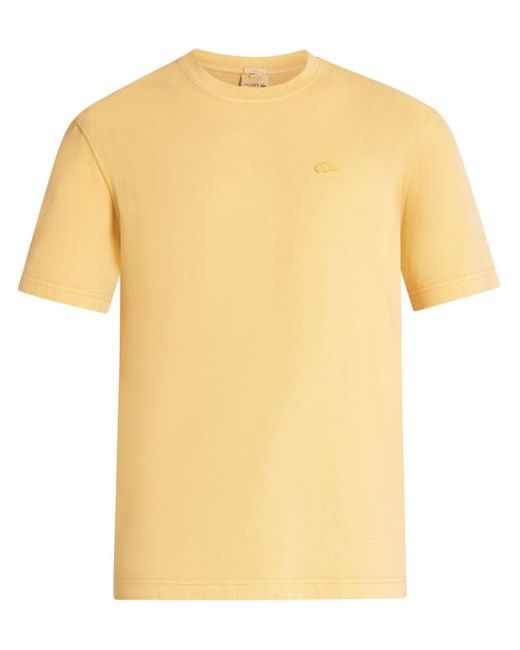 Lacoste Yellow Logo-patch Organic Cotton T-shirt for men