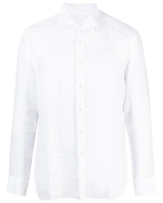 120% Lino White Long-Sleeve Shirt for men