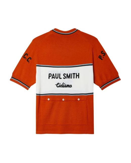 Paul Smith Orange Cycling-Stripe Wool Sweater for men