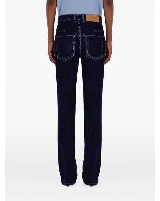 Ferragamo Blue Flocked Five-Pocket Trousers