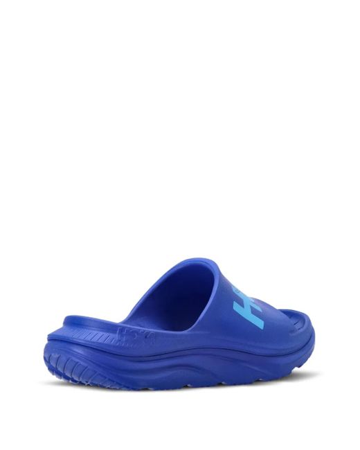 Hoka One One Blue Logo-Motif Slides