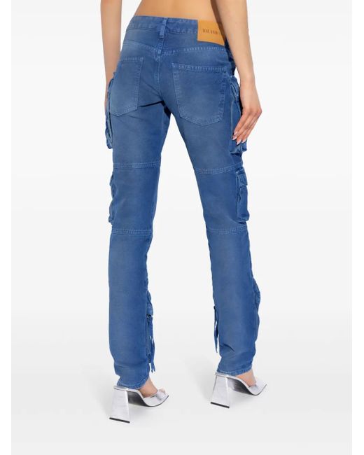 The Attico Blue Low-Rise Cargo Jeans