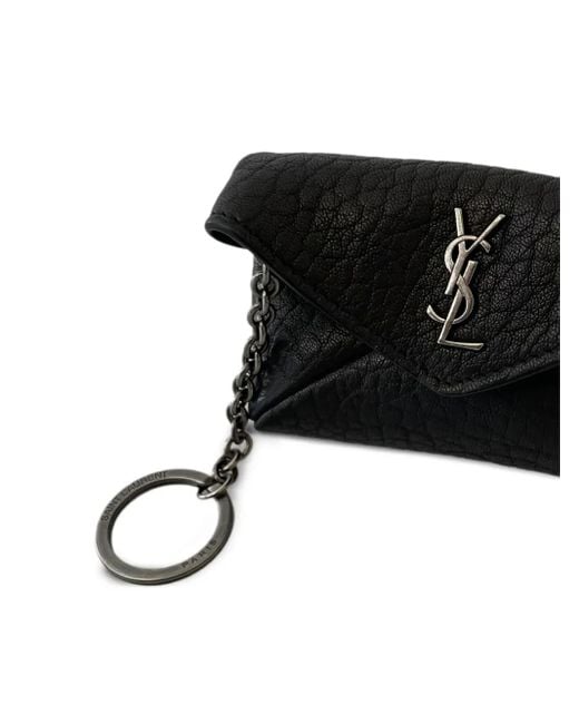 Saint Laurent Black Cassandre Envelope Key-Case for men