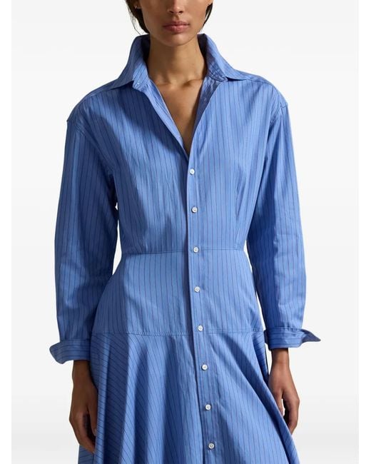 Polo Ralph Lauren Blue Pinstripe Midi Dress