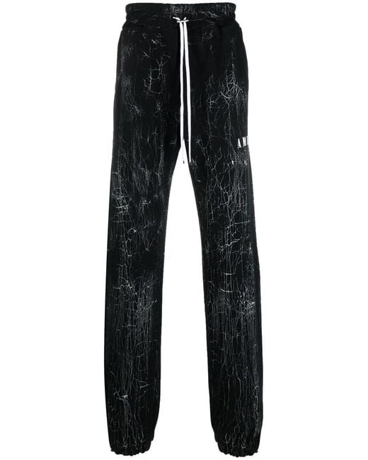 Amiri Black Cracked Dye Logo Sweatpants For for men