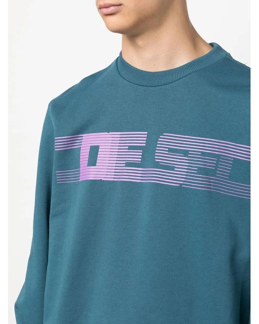 DIESEL Blue S-Ginn-E3 Graphic Sweatshirt for men