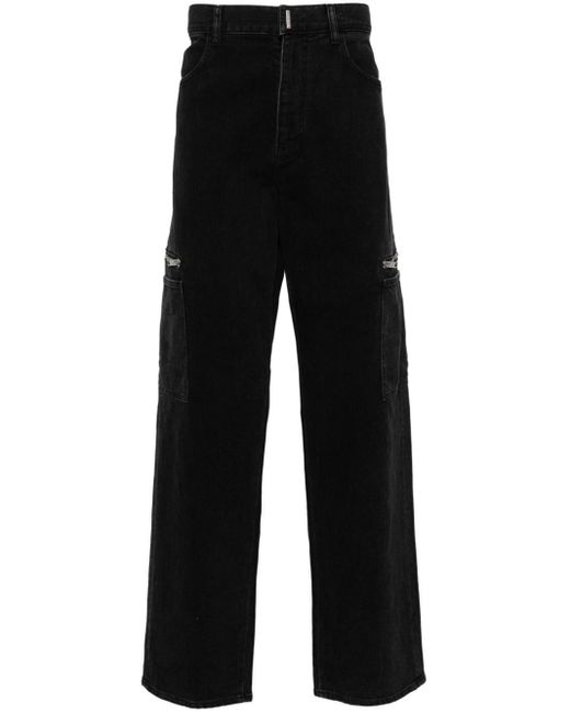 Givenchy Black Logo-print Straight-leg Jeans for men