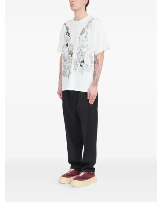 Fragmented wings graphic T-shirt MM6 by Maison Martin Margiela de hombre de color White