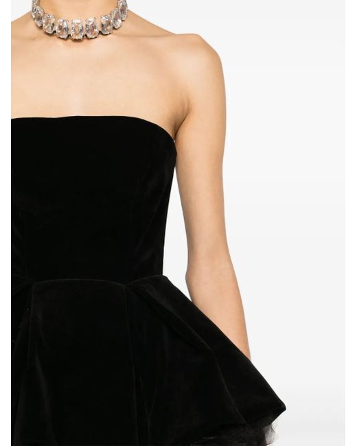 Ana Radu Black Strapless Velvet Mini Dress