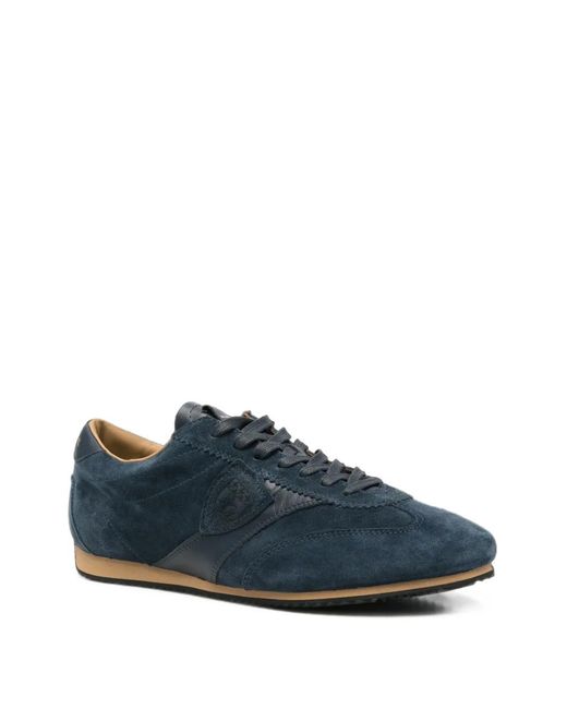 Philippe Model Blue Logo-Patch Suede Sneakers for men