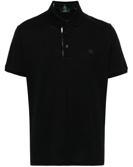 Polo en coton à motif Pegaso brodé Etro pour homme en coloris Black