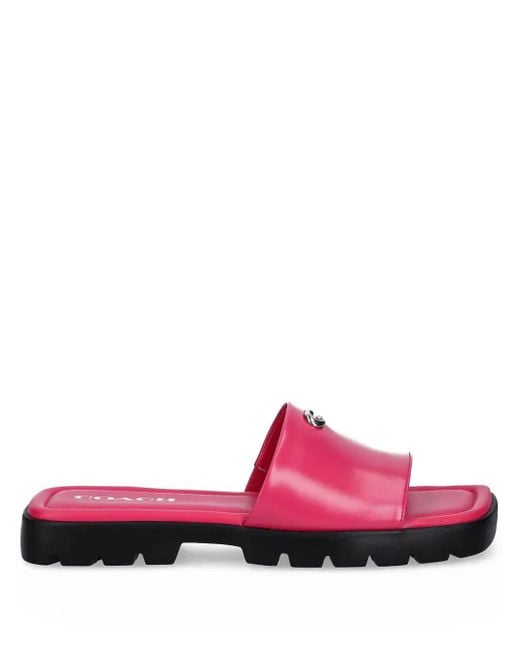 COACH Pink Florence Slider Sandals