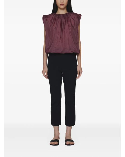 Amomento Purple Ruched-Detailing Top
