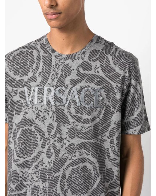 Versace Gray Barocco Silhouette T-Shirt for men