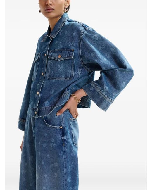 Essentiel Antwerp Blue Floral-Print Denim Jacket