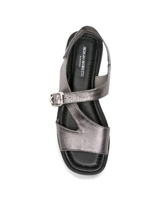 SERGIO MORETTI FIRENZE White Buckle-Fastening Slingback Sandals
