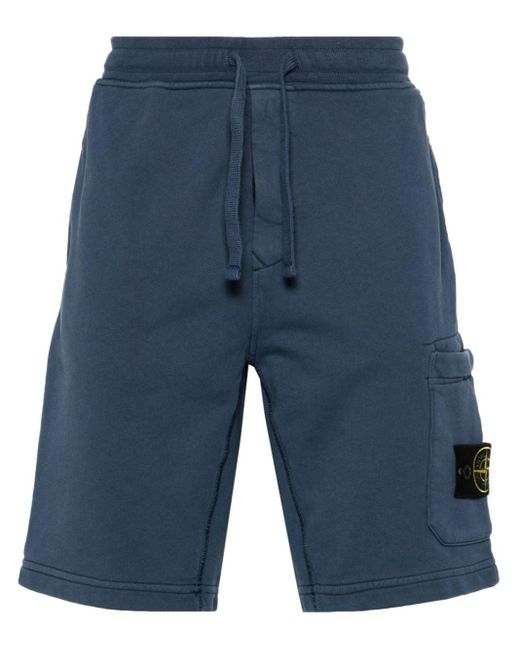 Pantalones cortos de chándal con distintivo Compass Stone Island de hombre de color Blue