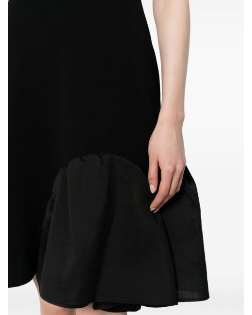 JNBY Black Asymmetric Patchwork Cotton Midi Dress