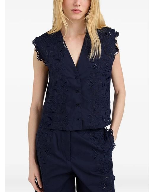 Momoní Blue Cielo Broderie Anglaise Gilet