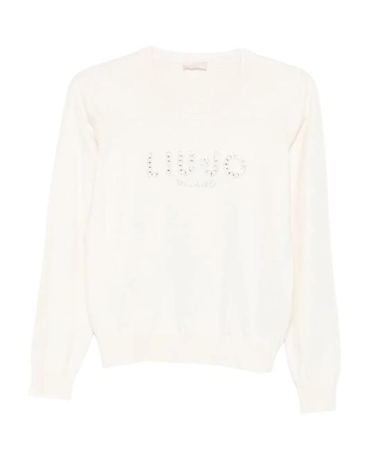 Liu Jo White Logo-Detail Sweater