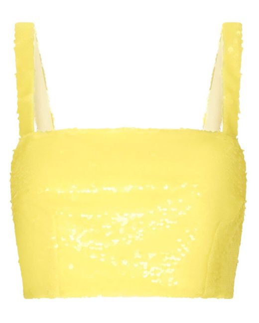 Haut crop à sequins Dolce & Gabbana en coloris Yellow