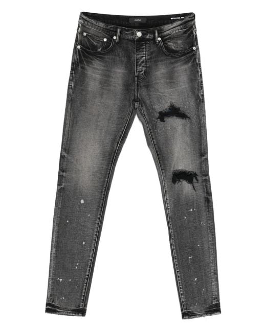 Purple Brand Gray Plaid-Patch Jeans for men