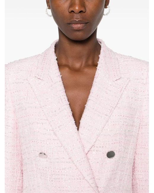 Blazer en tweed à boutonnière croisée Tagliatore en coloris Pink