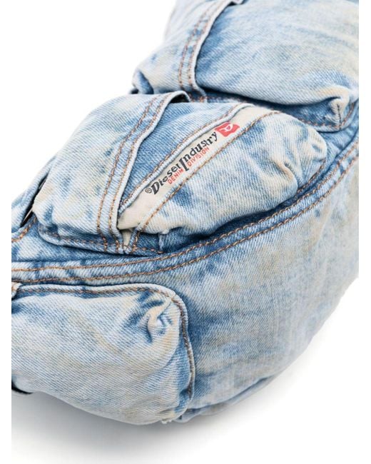 DIESEL Blue Patch-pocket Denim Shoulder Bag