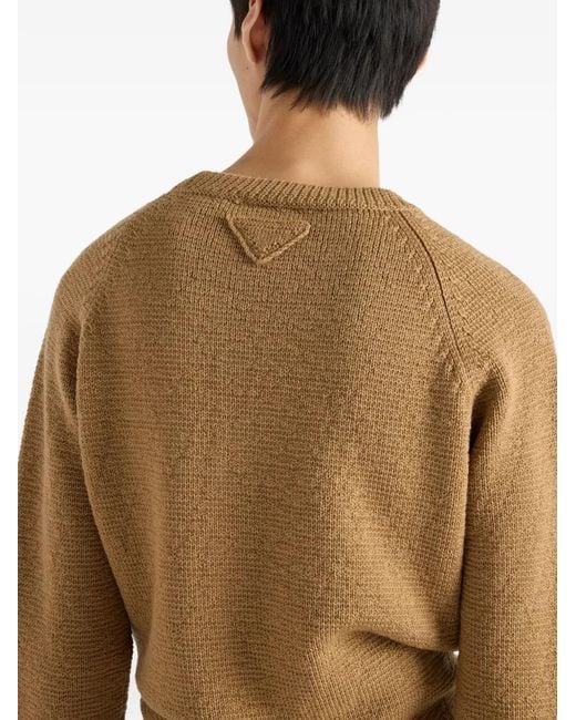 Prada Natural Wool Crew-Neck Sweater for men