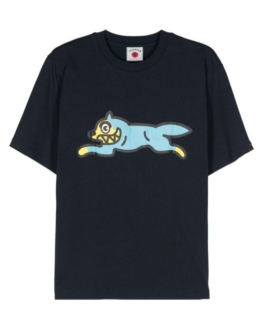 ICECREAM Blue Running Dog-print Cotton T-shirt for men