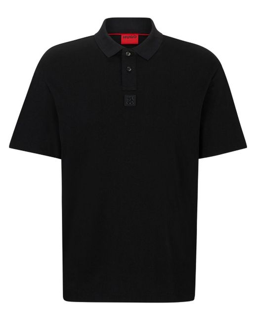 Polo en coton à logo appliqué HUGO pour homme en coloris Black