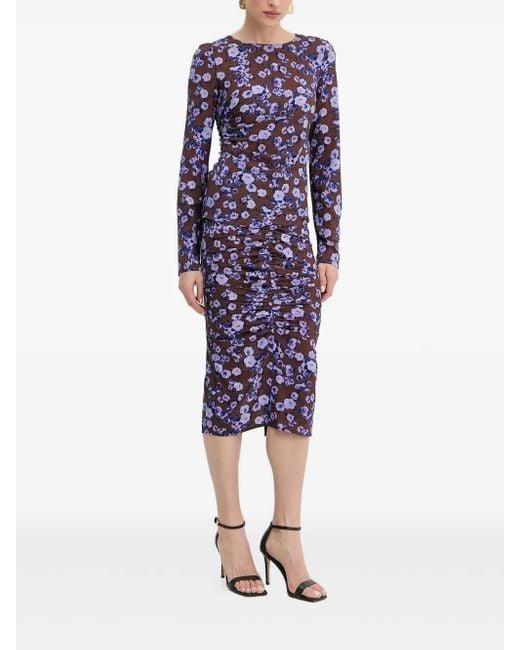 Patrizia Pepe Blue Floral-Print Midi Skirt