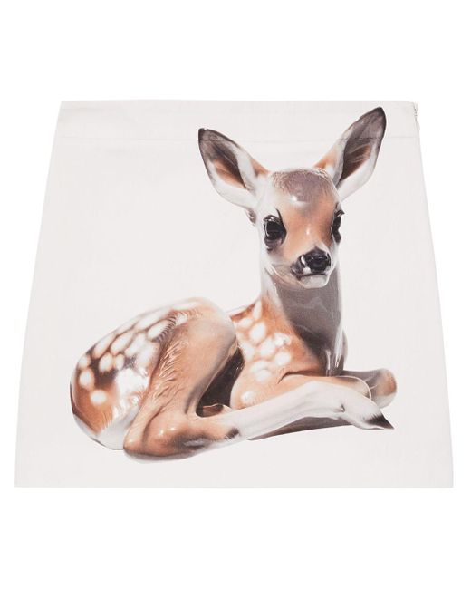 Burberry White Deer-print Skirt