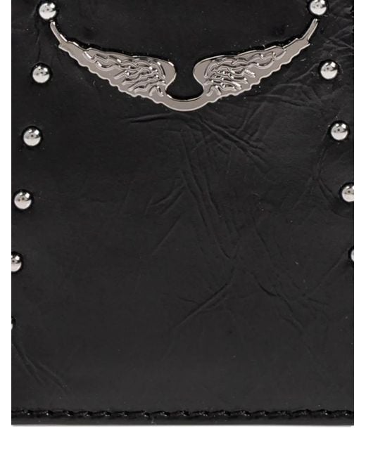 Zadig & Voltaire Black Zv Patent Studs Cardholder