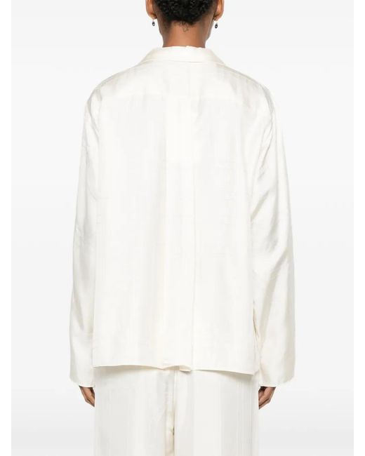 Totême White Monogram-Embroidered Shirt