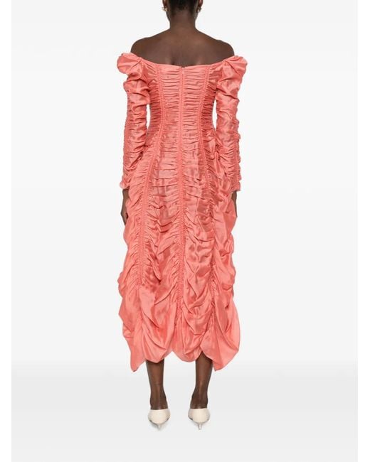 Khaite Red Judith Ruched-Finish Dress