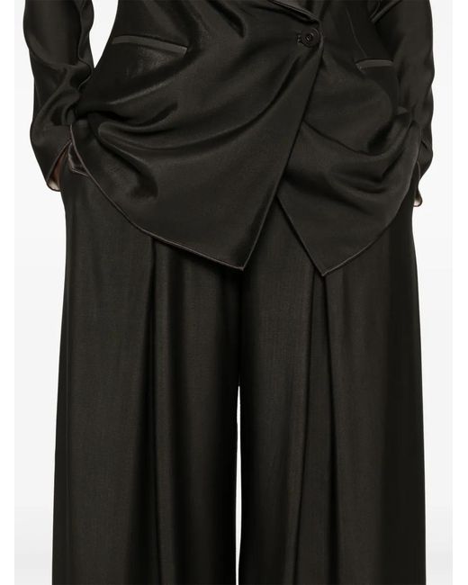 Giorgio Armani Black Pleated Wide Trousers