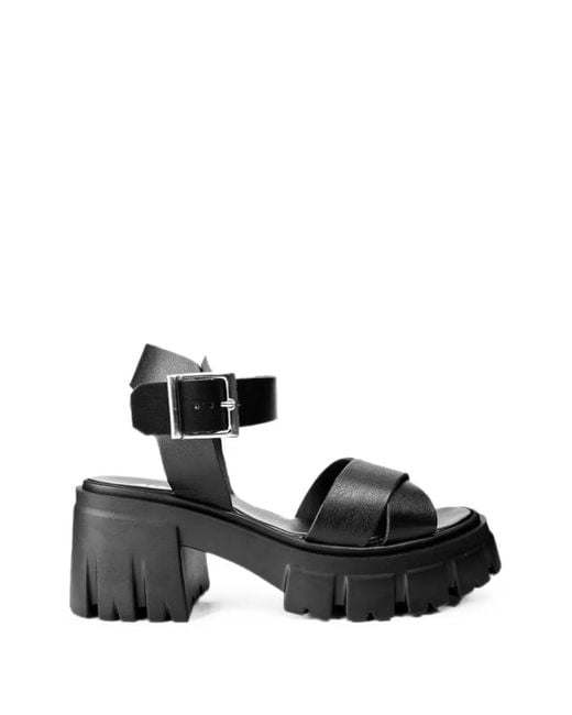 Altercore Black Sophia Crossover-Strap Buckled Sandals