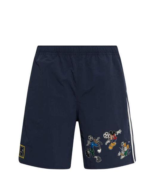 Adidas Blue X Disney X Brain Dead Cartoon-Appliqué Track Shorts for men
