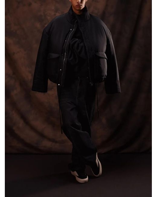 ROUGH Black Embroidered Detailing Puffer Jacket
