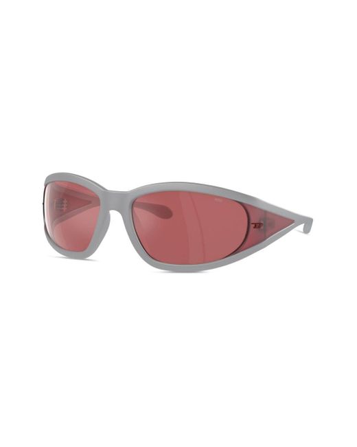 DIESEL Pink Logo-plaque Wraparound Sunglasses