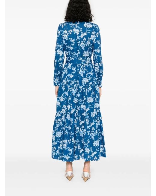 Mc2 Saint Barth Blue Cotton Maxi Dress