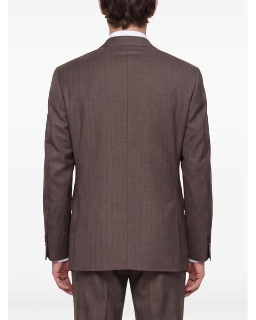Canali Brown Single-Breasted Notched-Lapels Suit for men