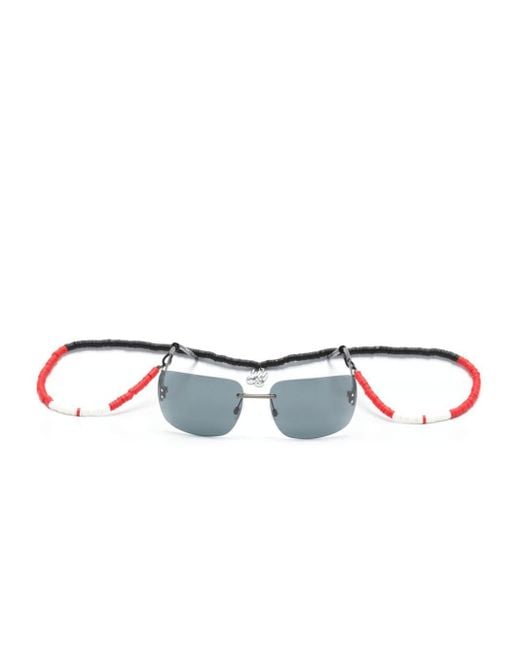 HUGO Blue Rimless Rectangle-frame Sunglasses