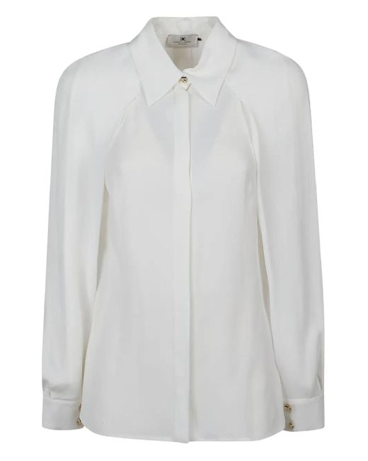 Elisabetta Franchi White Georgette Collared Shirt