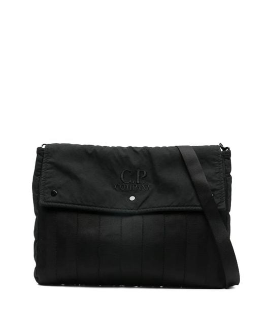 C P Company Black Quilted Tote Bag With Logo for men