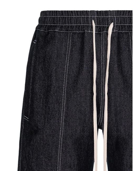 Hamza Blue Six Drawstring Denim Shorts for men